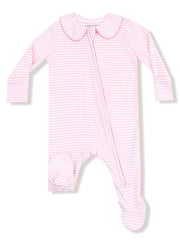 Peter Pan 2-Way Zip Footie, Pink Stripe
