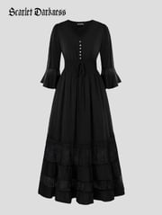 2025 Renaissance Lace Hem Pocket Maxi Dress