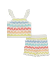 Wavy Pointelle Knit Short Set (2T-4T)
