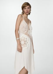 Asymmetrical dress with embroidered panels - Women | MANGO OUTLET USA