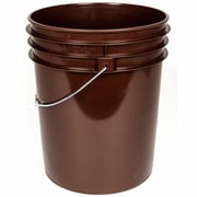 BASCO Storage Pail: 5 gal, Plastic, 11 7/8 in, 14 7/8 in Overall Ht, Round, Brown