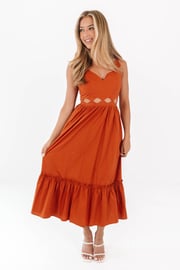 The Riley Midi Dress - Burnt Orange