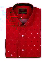 Tailored Fit Single Cuff Spread Collar Shirt for Men | Red