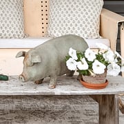 Vintage Inspired Outdoor Rustic Pig Figurine