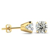 2 Carat Natural Diamond Stud Earrings In 14 Karat Yellow Gold (I-J, I1-I2 Clarity Enhanced)