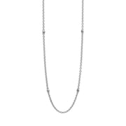 Signature Caviar Silver Beaded Station Necklace