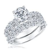 5ctw Round Lab Grown Diamond 14k White Gold Engagement and Wedding Ring Bridal Set