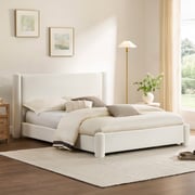 Neta Modern Boucle Upholstered Platform Bed, Full & Queen Sizes