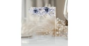 Dusty Blue And Navy Floral Elegant Wedding Acrylic Invitations