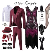 Roaring 20s Costumes for Couples Gangster Gentleman Flapper Girls Couples Costume Suits Blazer Flapper Dress 1920s Fancy Dress The Great Gatsby Outfit