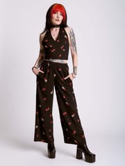 Strawberry Skull Crop Palazzo Pants