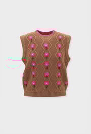 Trudy Vest - Tan/Hot Pink