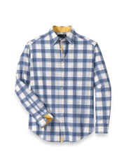 Performance Stretch Check Casual Shirt - Blue/yellow
