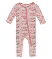 Print Convertible Coverall in Baby Rose Fair Carousel