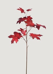 Deluxe Fake Fall Maple Leaf Branch in Red - 35.25"