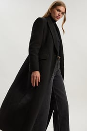 Wool Blend Tailored Fitted Maxi Coat | Karen Millen
