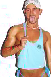 Upbeat Smile Crop String Tank- Sky Blue