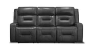 Ryker 82.5" Faux Leather Power Reclining Sofa with Storage Arms and USB Ports - Grey | Sofa à inclinaison électrique Ryker de 82,5 po en similicuir avec accoudoirs de rangement et ports USB - gris