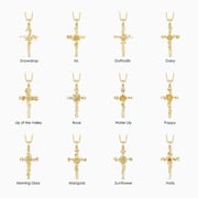 Birth Flower Cross Pendant Necklace