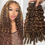 Lumiere Hair Highlight P4/27 Burmese Curly Human Hair 3 Bundles Extension Hair Weave Bundles
