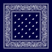 Classic Paisley Bandana Imported, 22X22, 1 Piece, Navy Blue 