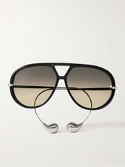 Aviator-style acetate and silver-tone sunglasses - silver - One Size