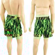 Mens Basketball Shorts with Pockets in Neon Green Lightning