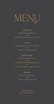 Hazeldale Menu