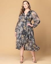 Clara Sparkling Long Sleeve Wrap Dress