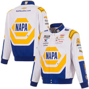 Men's Chase Elliott JH Design White/Royal NAPA Full-Snap Twill Uniform Jacket