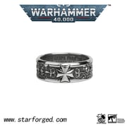 Black Templar Warhammer Ring of Crusader Vows Silver Empire Champion Ring Starforged
