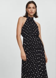 Polka-dot pleated dress - Women | MANGO OUTLET USA
