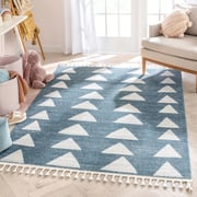 Triangles Modern Geometric Pattern Blue Kids Rug