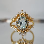 Aquamarine Ocean Diamond Ring in 14K and 18K Gold