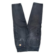 Made In Usa Carhartt Double Knee Carpenter Trousers - 34W 27L Black Cotton