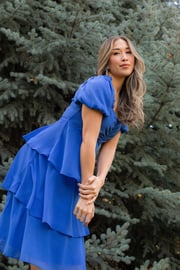 THE ANGEL CHIFFON MIDI DRESS IN ROYAL BLUE BY PINK DESERT