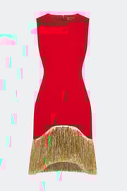 Bowie Fringe Mini Dress In Lucky Red