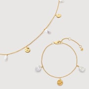 Capri Keshi Pearl Station Necklace and Bracelet Set