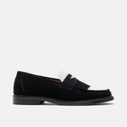 Clint Black/White Suede Tassel Loafers