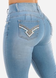 Butt Lift High Waist Light Wash Skinny Jeans