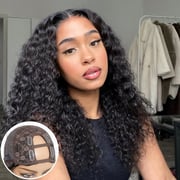 Deep Wave U Part Quick & Easy Affordable 100% Human Hair Wig (Get One Clip Free)