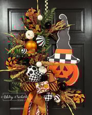 Tall Hat Jack 'O Lantern Wreath