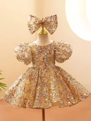 Gold Sequin Magic Mini Special Occasion Dress