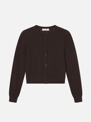 The Ladder Pointelle Cardi -- Coffee