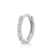 9k solid white gold dainty marquise huggie earring 8mm