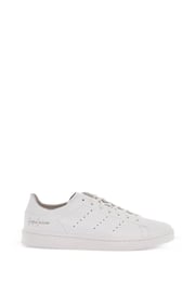 white leather sneakers with minimalist design