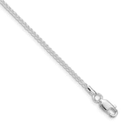 1.6mm Rhodium Plated Sterling Silver Solid Round Spiga Chain Necklace