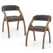 Dining Chair Set of 2 with Padded Cushion and Curved Back for Living Room