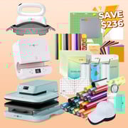 [All in one]HTVRONT Auto Press15"x15"+Tumbler Press+Hat Press Machine+All in Bundle(Canvas Tote Bag*6+Baseball Cap Blank*2+Tumbler 20oz*4+10sheets HTV+20Rolls HTV+PUFF HTV*9+Sumblimation Paper*25+Sumblimation HTV*5+Transfer paper*10+Tools≥252＄)