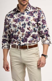 Perry Ellis Long-Sleeve Floral Print Shirt